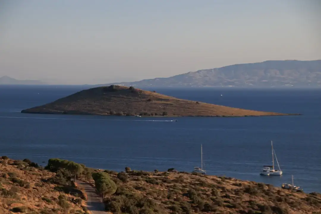 Panoramic view of the medieval Bodrum Castle overlooking the turquoise bay in Turkey.