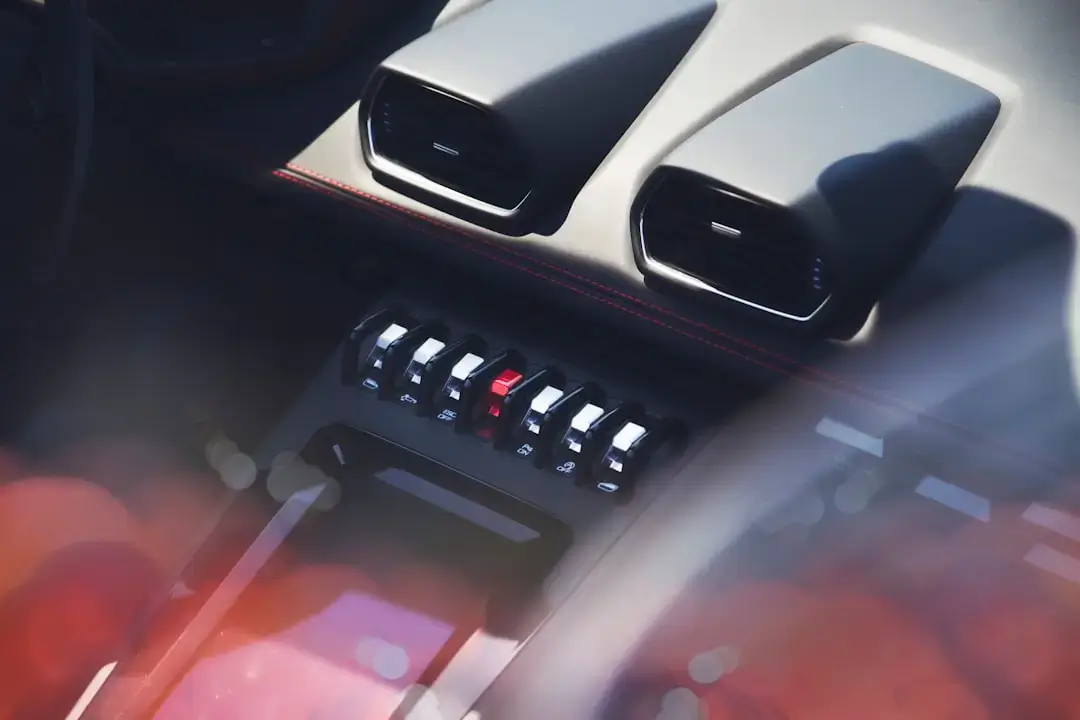 A sleek and modern futuristic zero-emission electric car in a sustainable urban environment