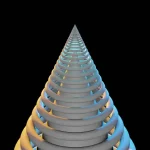 a very large stack of white objects on a black background