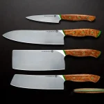 brown handle knife on black surface
